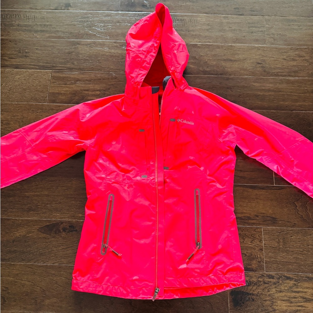 Columbia Neon Pink Hooded Waterproof Jacket
